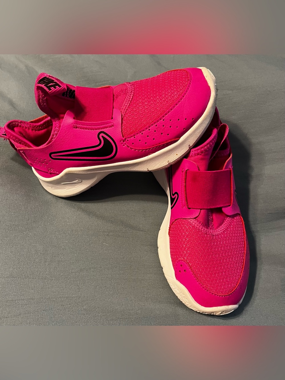 Nike Kids Slip-On Sneakers - Hot Pink with Black Swoosh